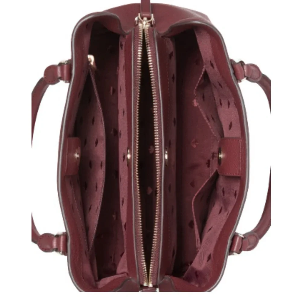 Kate Spade ♠️ JACKSON MEDIUM TRIPLE COMPARTMENT SATCHEL & MATCHING WALLET berry - Picture 9 of 15